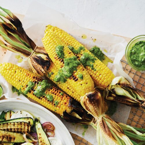 Barbecued sweetcorn with fresh gremolata