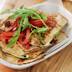 Bean and avocado quesadillas