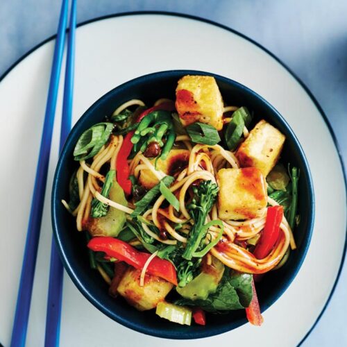 Black bean tofu and noodle stir-fry