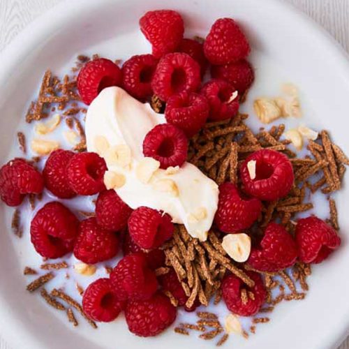 Bran fruit and nut breakfast bowl