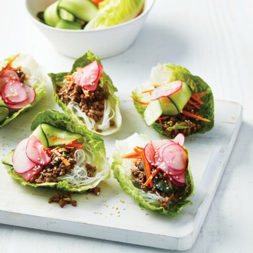 Bulgolgi and rice lettuce cups