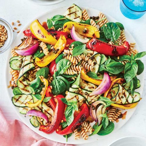 Capsicum and basil pasta salad