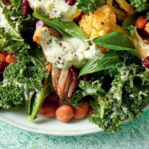 Roast cauliflower and borlotti bean salad