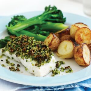 Chia, almond and herb-crusted fish