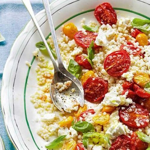 Roasted tomato, feta and couscous salad