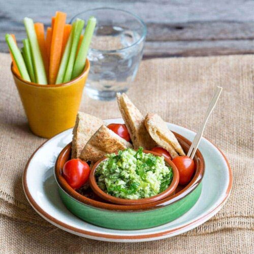 Edamame, mint and parmesan dip