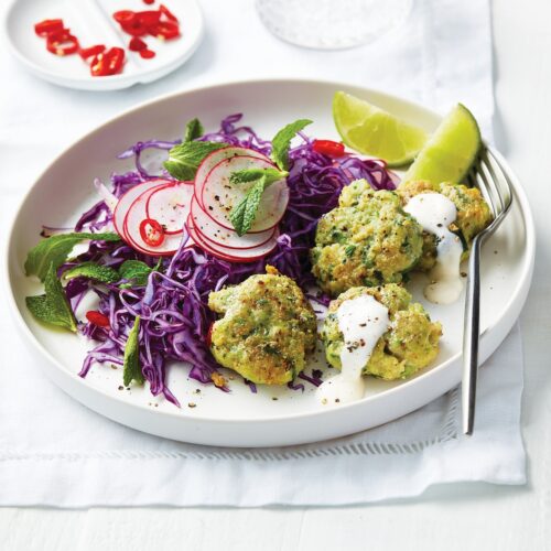 Fish cakes with citrus slaw