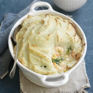 Fish pie with potato topping