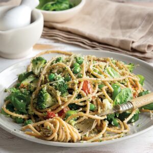 Green vege-packed spaghetti