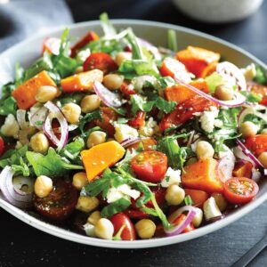 Herbed chickpea and roast vege salad