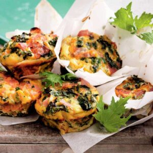 Kale, ham and ricotta mini frittatas