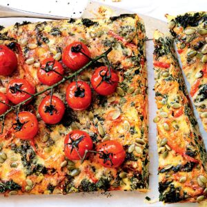 Kale, vege and pumpkin seed slice