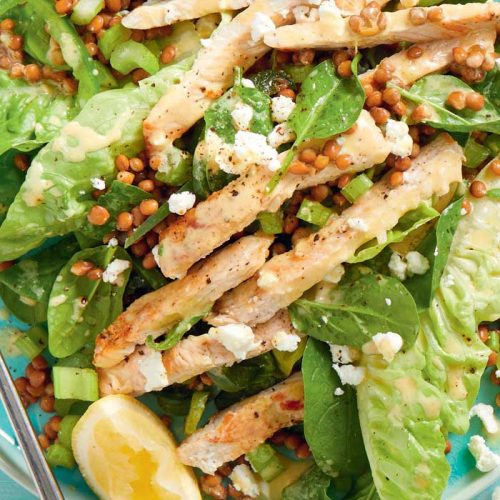 Lemony lentil salad with turkey