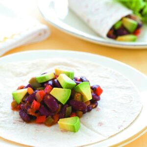 Mexican bean and avocado wrap