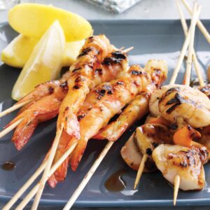 Prawn and scallop skewers