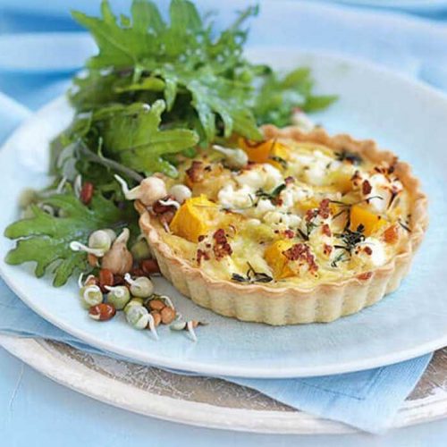 Butternut squash and feta quiche