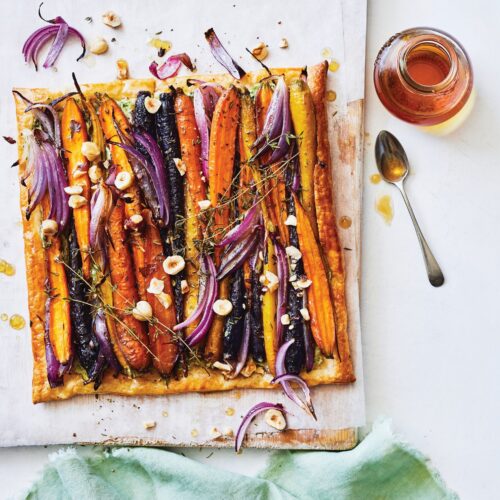 Roasted carrot and caramelised onion galette