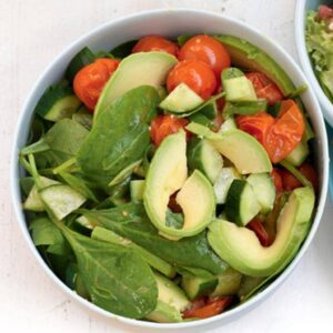 Roasted tomato and avocado salad