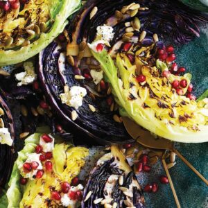 Seared cabbage with feta, nuts and seeds