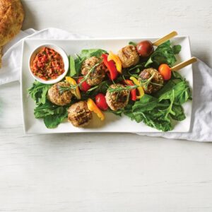 Spicy meatball skewers