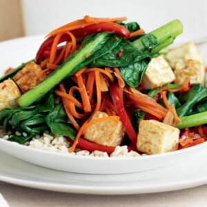 Tofu stir-fry with Asian greens, chilli and lemongrass