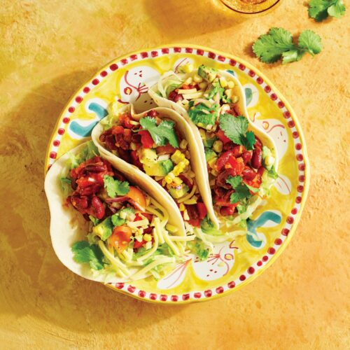 Vegetarian tacos with avocado salsa