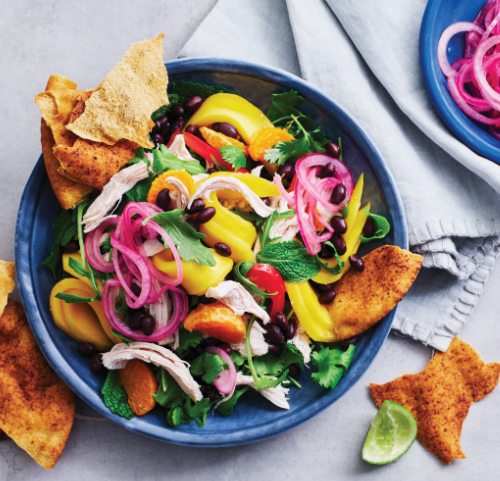 Chicken, mango & mandarin  salad with pita crisps